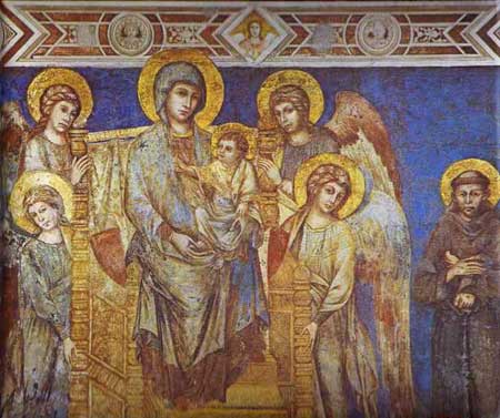 Madonna con Angeli e S. Francesco, particolare, Basilica di San Francesco, Assissi